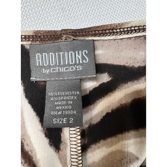 Chicos Additions Dress Womens Size L 2 Animal Print Brown Black Stretchy V-neck - Picture 3 of 9
